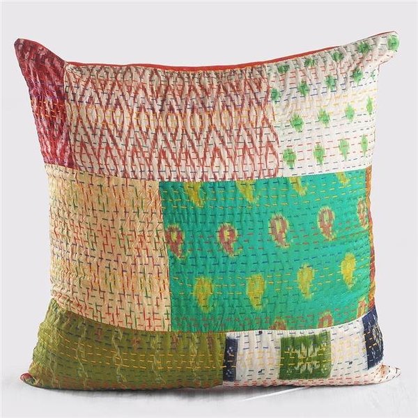 Lr Resources LR Resources PILLO07382MLTFFPL 20 x 20 in. Kantha Cotton Candy Square Throw Pillow - Multi Color PILLO07382MLTFFPL